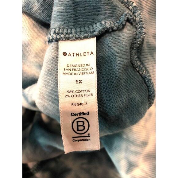 Athleta Cropped Hoodie Size 1X Plus Teal Blue Green Kangaroo Pocket Sporty Spice - Picture 8 of 8